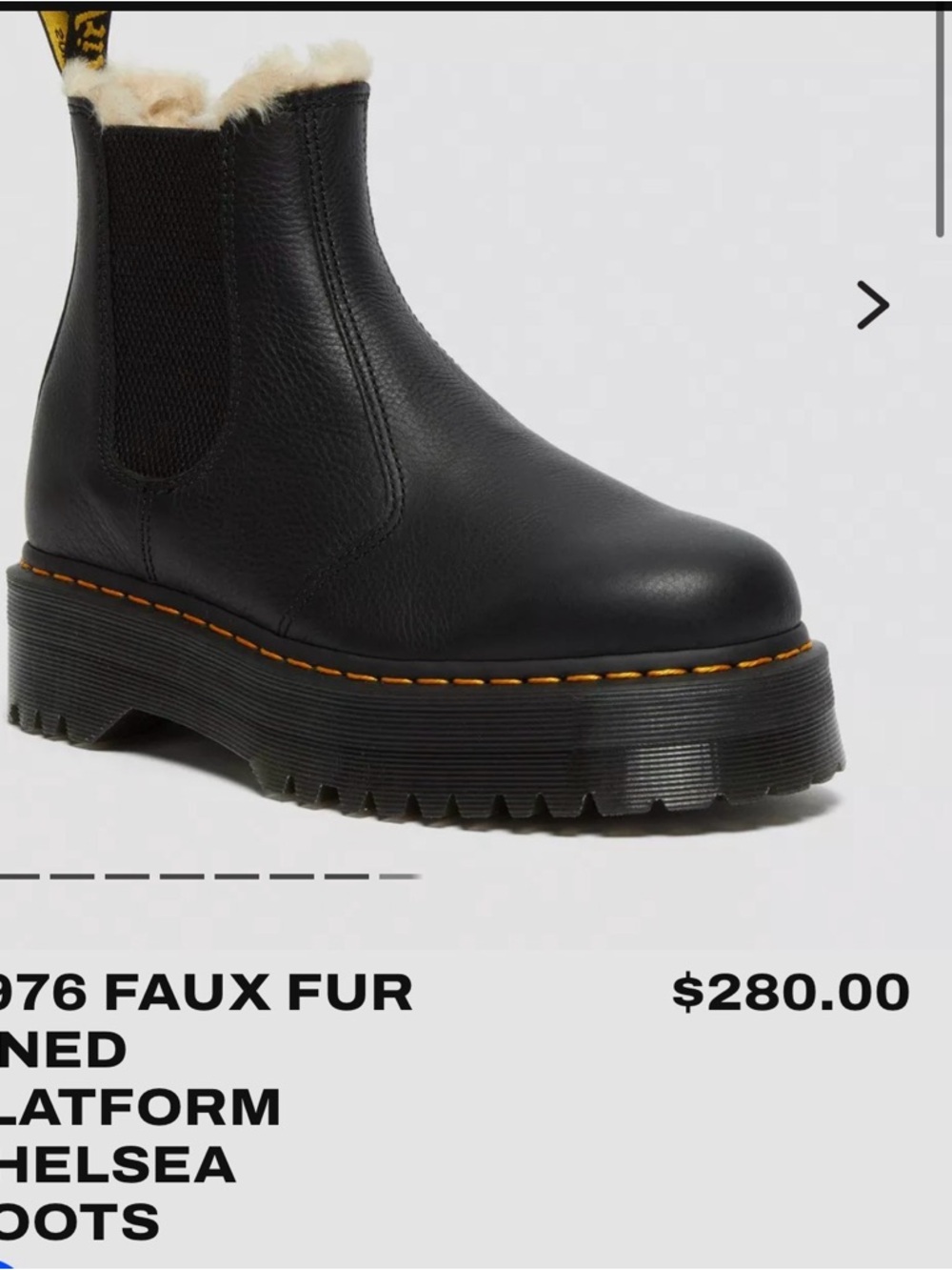 DrMartens Faux-Fur Lined Platform Chelsea Boot